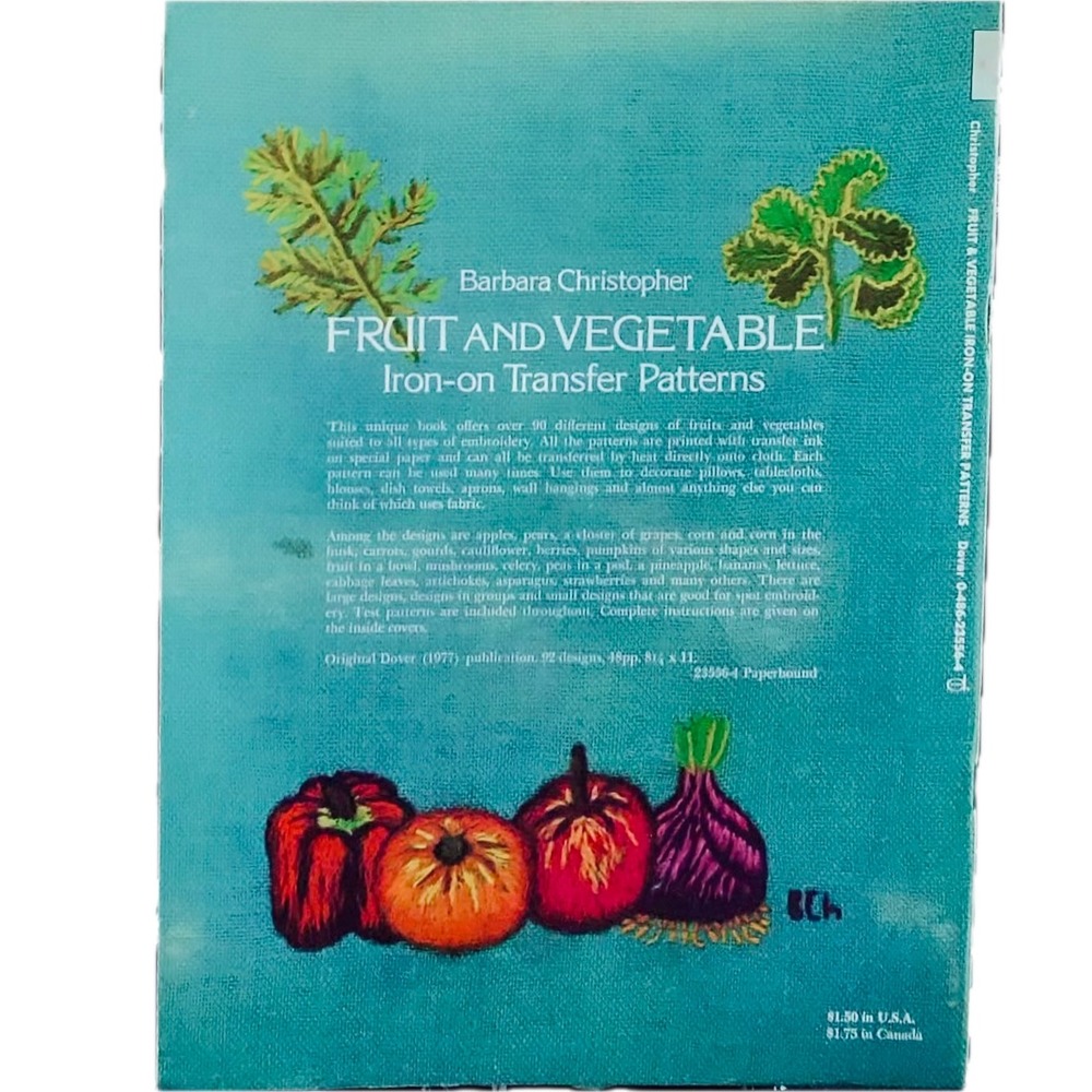 Barbara Christopher Fruit & Vegetable Iron-on Transfer Patterns Dover Book 1977 - Picture 3 of 3